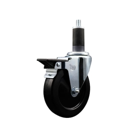 Service Caster 5'' Hard Rubber Swivel 1-1/4'' Expanding Stem Caster with Brake SCC-EX20S514-HRS-PLB-114